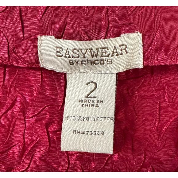 Easywear by Chico's Size 2 (Large) Red Crepe 3/4 Sleeve Open Jacket - Picture 3 of 4